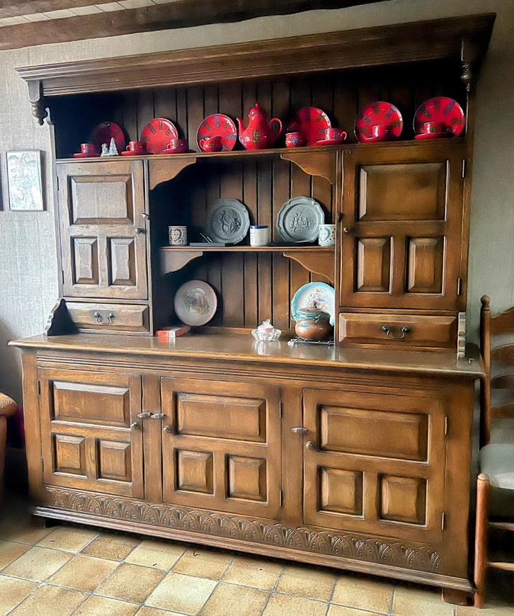 Eiken buffetkast, Huis en Inrichting, Kasten | Buffetkasten, Zo goed als nieuw, 200 cm of meer, 150 tot 200 cm, 50 tot 75 cm, Met lade(s)