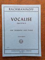 Vocalise Rachmaninoff trombone & piano, Musique & Instruments, Partitions, Comme neuf, Enlèvement ou Envoi, Piano