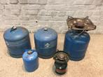 5 stuks camping  gas flessen butaan met toebehoren ., Caravans en Kamperen, Kampeeraccessoires, Ophalen, Gebruikt
