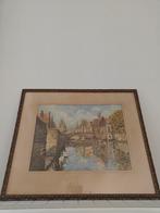 Aquarel Félix Constant (1865-1924) - Brugse Reien., Antiek en Kunst, Ophalen of Verzenden