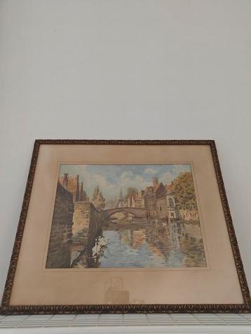 Aquarel Félix Constant (1865-1924) - Brugse Reien. beschikbaar voor biedingen