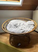 Papasanstoel / Ronde rotan stoel (inclusief kussen), Huis en Inrichting, Ophalen, Gebruikt, Bruin, Riet of Rotan