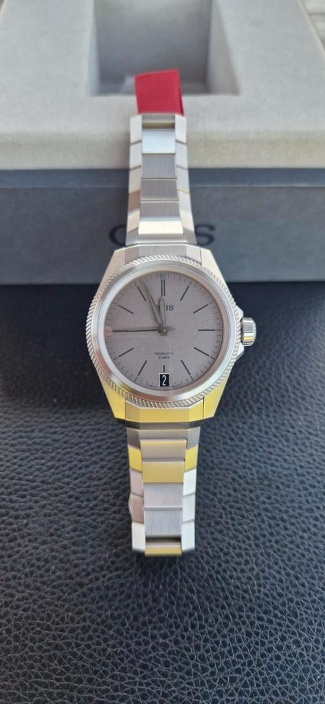 Oris Propilot X 39mm Grey, Handtassen en Accessoires, Horloges | Heren, Zo goed als nieuw, Polshorloge, Overige merken, Overige materialen