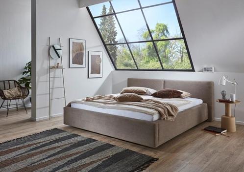 Le lit design Valérie avec rangements, Huis en Inrichting, Slaapkamer | Bedden, Nieuw, Tweepersoons, 200 cm, Stof, Beige, Verzenden