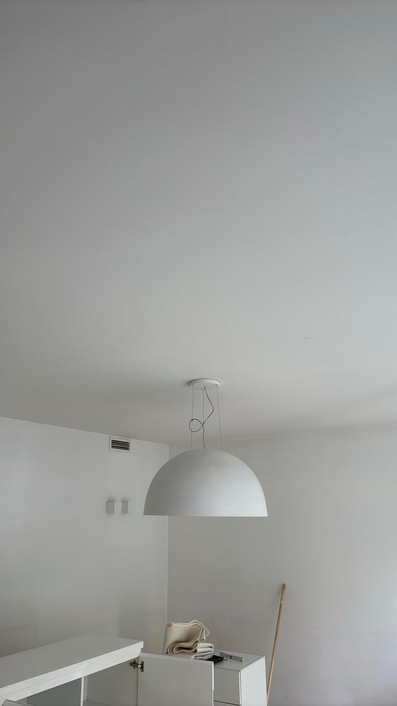 Witte Hanglamp, Huis en Inrichting, Lampen | Hanglampen, Zo goed als nieuw, Glas, Metaal, Ophalen