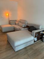 Grote beige hoekzetel met opbergruimtes en bekerhouders, Ophalen, Gebruikt