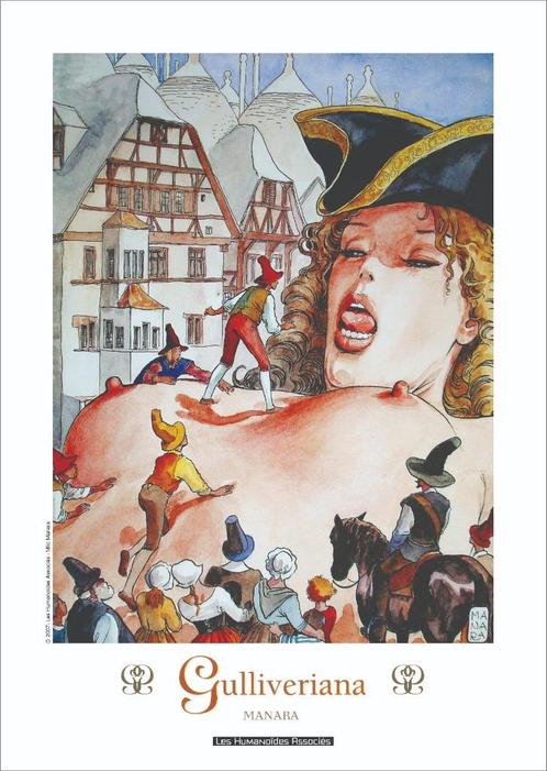 Ex-libris - Gulliveriana - L'accueil du village- Milo Manara, Livres, BD, Envoi