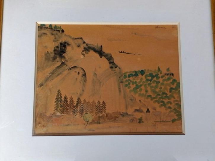 Anne Pierre de Kat  Aquarel  Berglandschap Ardennen, Antiek en Kunst, Kunst | Schilderijen | Klassiek, Verzenden