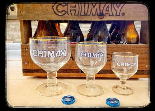 Set van 3 blauwe chimay glazen 8cl 18cl 25cl, Verzamelen, Glas en Drinkglazen, Nieuw, Bierglas, Ophalen of Verzenden