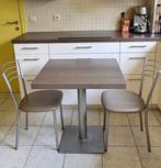 Tafel op 1 poot (70x70) + 2 stoelen, Ophalen, Gebruikt, 50 tot 100 cm, Vierkant