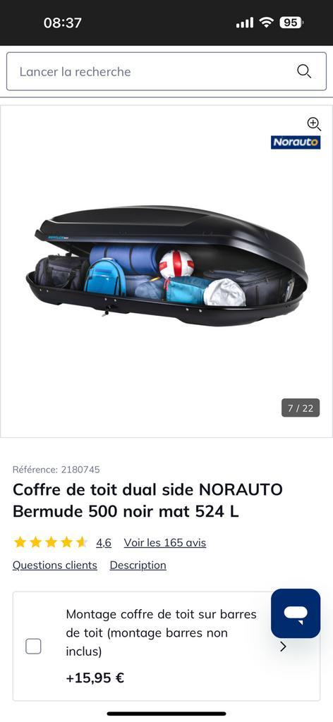 Location coffre de toit Norauto Bermude 500 dual side, Autos : Divers, Coffres de toit, Comme neuf, Enlèvement