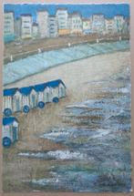 HUBERT DE VRIES / STRANDZICHT / KLEURLITHO / 56x38cm / SIG, Antiek en Kunst, Ophalen of Verzenden