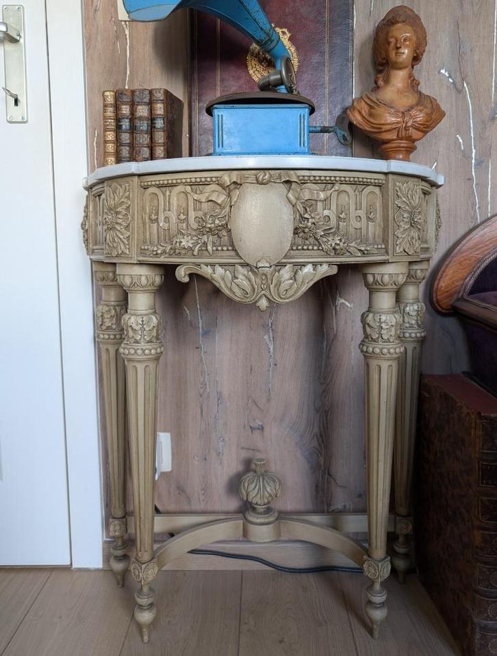 Console Demi lune de style Louis XVI - Meuble ancien marbre, Antiek en Kunst, Antiek | Meubels | Stoelen en Sofa's, Ophalen