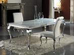 Luxe EETTAFEL moderne barok tafel RVS WIT GLAS, Enlèvement, Neuf