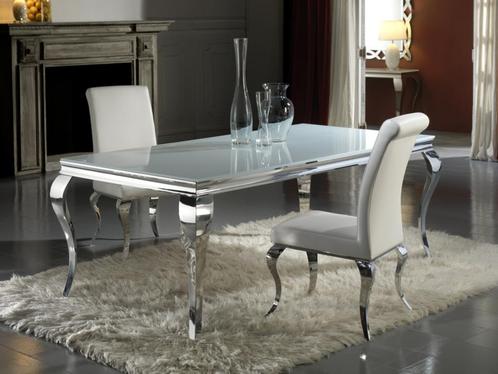 Luxe EETTAFEL moderne barok tafel RVS WIT GLAS, Maison & Meubles, Accessoires pour la Maison | Autre, Neuf, Enlèvement