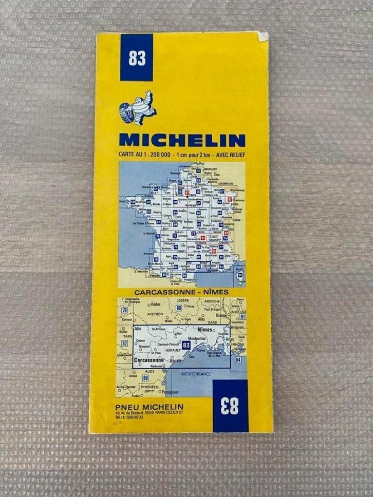 Michelin kaart nr 83 Carcassonne - Nîmes, Boeken, Atlassen en Landkaarten, Zo goed als nieuw, Landkaart, Frankrijk, 1800 tot 2000