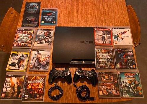 PlayStation 3 met 16 spellen en twee controllers, Games en Spelcomputers, Spelcomputers | Sony PlayStation 3, Gebruikt, Met 2 controllers