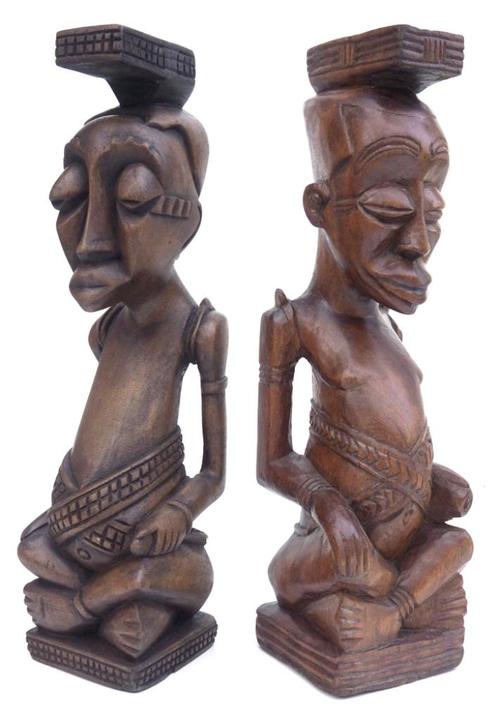 Art Africain  - 2 Statues Kuba Ndop - Congo RDC - bois, Antiquités & Art, Antiquités | Autres Antiquités, Enlèvement ou Envoi