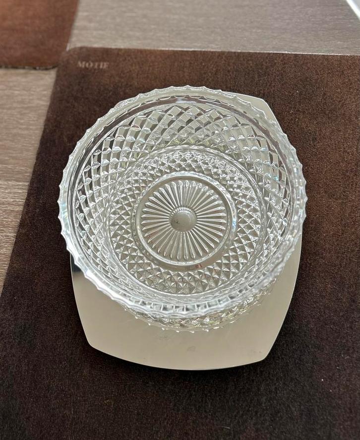 Plat en verre vintage sous-verre en inoxydable (18/10), Antiquités & Art, Antiquités | Verre & Cristal, Enlèvement