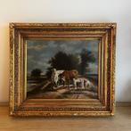 Origineel olieverfschilderij met koeien en schapen L. Dubois, Ophalen
