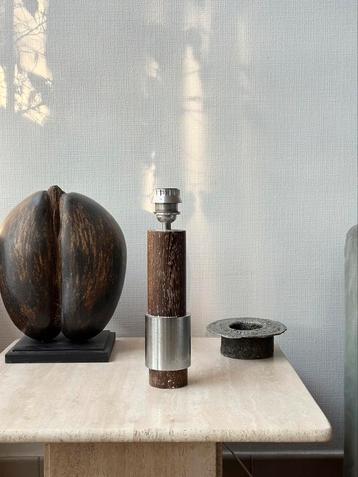 Mid-century wengé, chroom tafellamp beschikbaar voor biedingen
