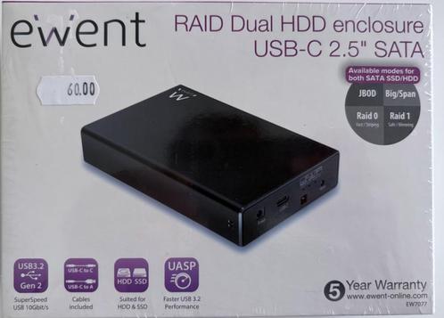 Pro USB-C RAID Behuizing voor 2 SSD’s/HDD’s – RAID 0/RAID 1, Computers en Software, NAS, Nieuw, Ophalen of Verzenden
