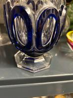 Val St Lambert blauwe kristallen vaas, Antiek en Kunst, Ophalen