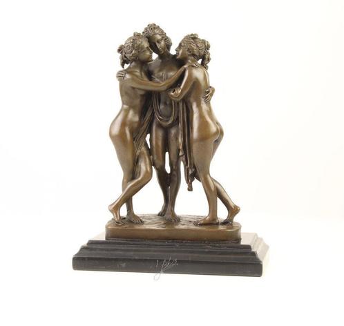 Bronzen beeld ,drie zusjes brons , zus, Antiquités & Art, Art | Sculptures & Bois, Enlèvement ou Envoi