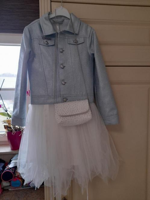 Communie kleedje met jasje en tasje 128 Charlie, Kinderen en Baby's, Kinderkleding | Maat 128, Zo goed als nieuw, Meisje, Setje