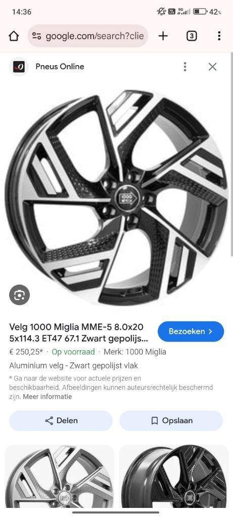 Bandenset Mille Miglia, Auto-onderdelen, Banden en Velgen, Banden en Velgen, Zomerbanden, 19 inch, 225 mm, Personenwagen, Gebruikt