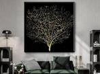 Abstract Gouden Boom van Leven goud levensboom canvas 90x90, Nieuw, Ophalen of Verzenden, Print, 75 tot 100 cm