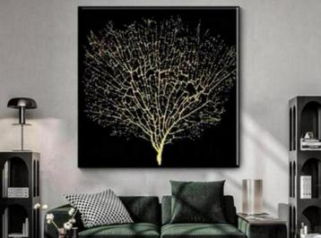 Abstract Gouden Boom van Leven goud levensboom canvas 90x90 beschikbaar voor biedingen