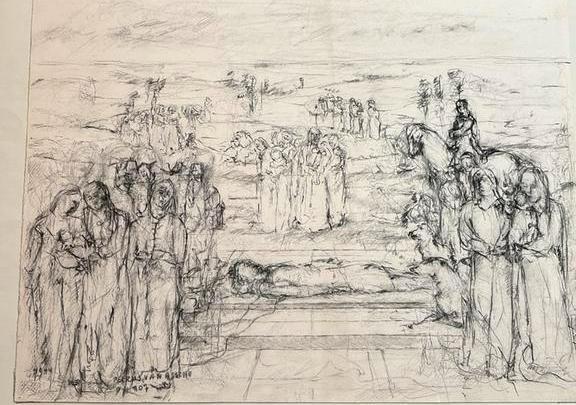 Tekening Petrus Van Assche, Antiek en Kunst, Kunst | Tekeningen en Fotografie, Ophalen of Verzenden