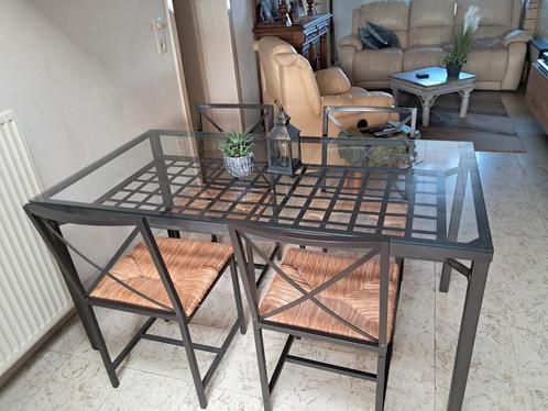 Tafel met stoelen, Huis en Inrichting, Tafels | Eettafels, Gebruikt, 50 tot 100 cm, 100 tot 150 cm, Vier personen, Rechthoekig