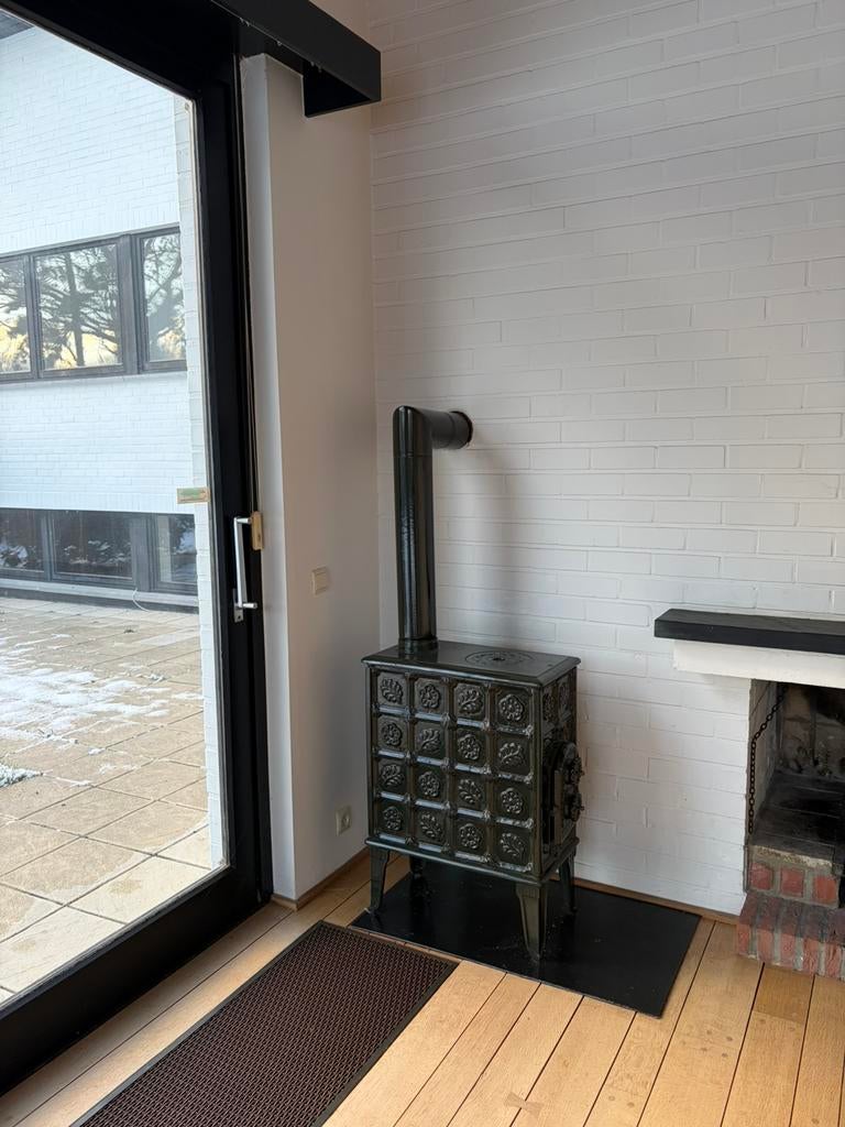 Antieke Deense gietijzeren stoof ‘Lange Svendborg’ topstaat, Huis en Inrichting, Kachels, Zo goed als nieuw, Vrijstaand, Kolenkachel