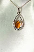 Collier en argent avec ambre et cristaux Swarovski, Neuf, Avec cristal, Argent, Argent