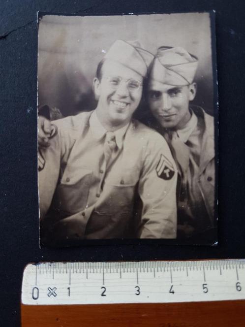 Foto Pasfoto met 2x soldaat militair, Verzamelen, Militaria | Algemeen, Landmacht, Foto of Poster, Verzenden