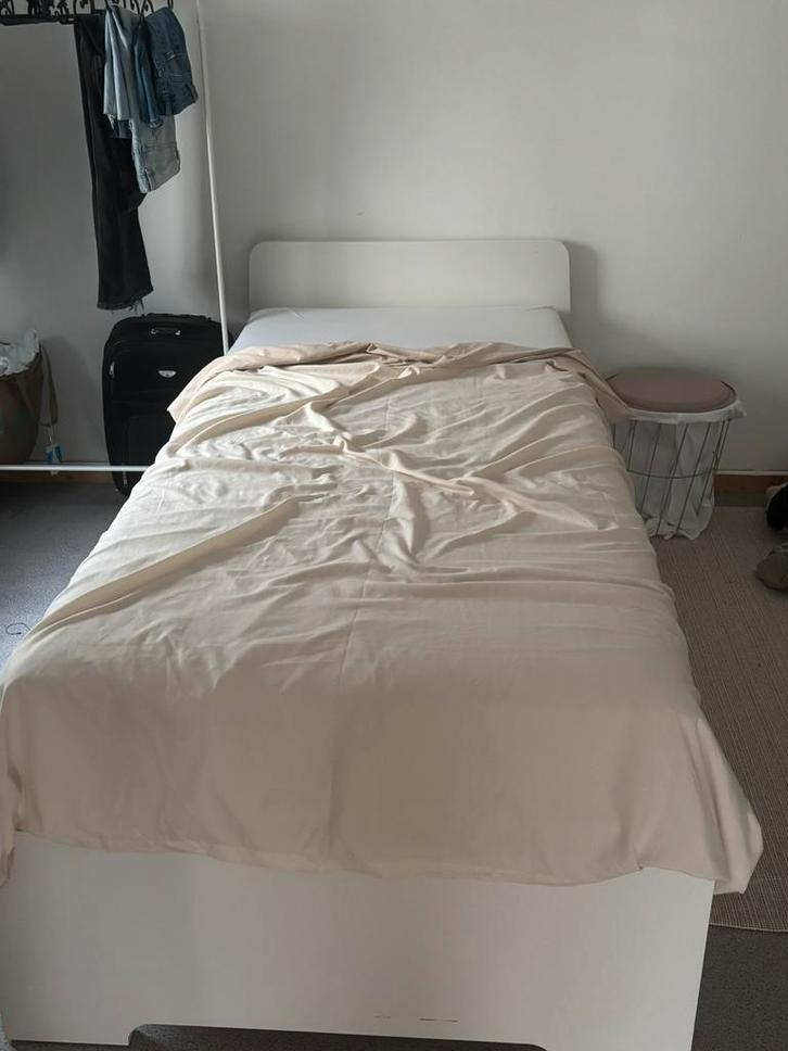 80, Huis en Inrichting, Slaapkamer | Bedden, Gebruikt, Eenpersoons, 90 cm, 200 cm, Wit, Ophalen
