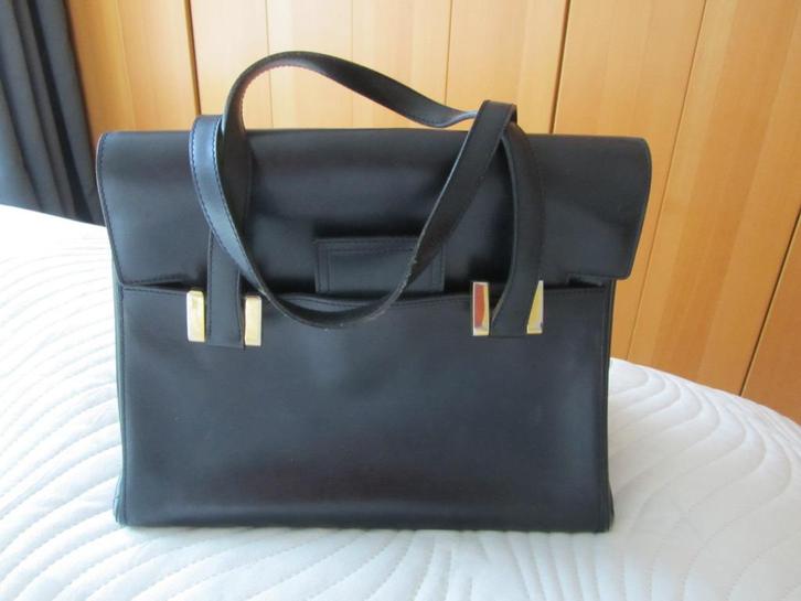 DELVAUX Zeer mooie VINTAGE donkerblauwe tas met logo, Handtassen en Accessoires, Tassen | Schoudertassen, Leer, Verzenden