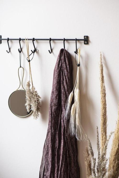 Wandkapstok met 6 Haken - Zwart - landelijk metaal, Huis en Inrichting, Woonaccessoires | Kapstokken, Nieuw, Wandkapstok, Minder dan 100 cm