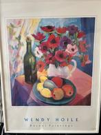 Mooi schilderij stil leven fles wijn bloemen Wendy Hoile, Antiek en Kunst, Ophalen