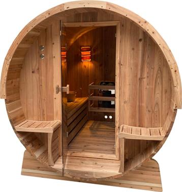 Barrelsauna TR170 Red cedar! herfstdeal gratis saunakachel! 