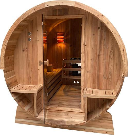 Barrelsauna TR170 Red cedar! meteen leverbaar! koopzondag!, Sports & Fitness, Sauna, Neuf, Sauna complet, Enlèvement ou Envoi