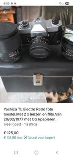 Yashica TL Electro Retro foto toestel.Met 2 lenzen en flits., Ophalen of Verzenden, Gebruikt