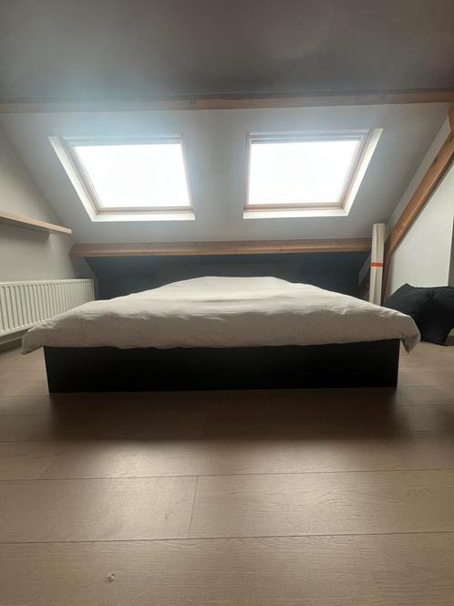 MALM Bedonderstel, hoog, zwartbruin/Lönset, 180x200 cm, Huis en Inrichting, Slaapkamer | Bedden, Hout, Verstelbaar, Ophalen