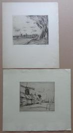 ARMAND APOL / LOT 2 WERKEN / ZW-W ETS / 34x38cm / SIG, Antiek en Kunst, Ophalen of Verzenden