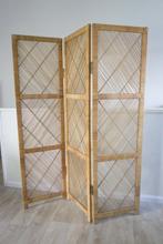 Vintage rotan scherm / room divider jaren ’60/’70, 3 panelen, Huis en Inrichting, Woonaccessoires | Kamerschermen, Ophalen, Zo goed als nieuw