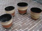 4 geglazuurde cache-pots tss 20-25cm  - aardekleuren, Tuin en Terras, Ophalen