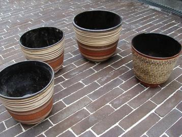4 cache-pots vitrés TSS de 20-25 cm - couleurs de terre, Enlèvement