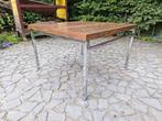 Vintage Modernistische salontafel bijzettafel chroom/hout, Huis en Inrichting, Ophalen, 50 tot 100 cm, Teakhout, Vierkant